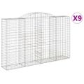 vidaXL Oblúkové gabiónové koše 9ks 300x50x180/200cm pozinkované železo
