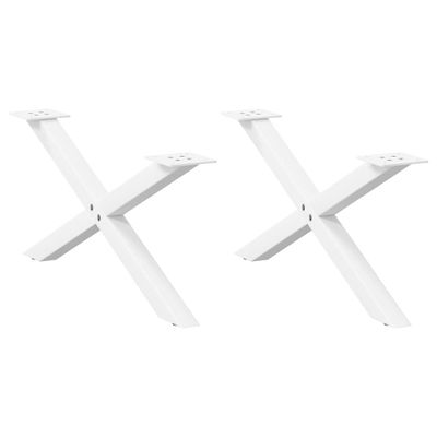 vidaXL Nohy konferenčného stolíka v tvare X, 2 ks, biele, 70 x (30-31) cm, oceľové