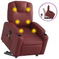 vidaXL Zdvíhacie masážne sklápacie kreslo vínovočervené umelá koža