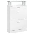 vidaXL Botník lesklý biely 63x24x104 cm spracované drevo