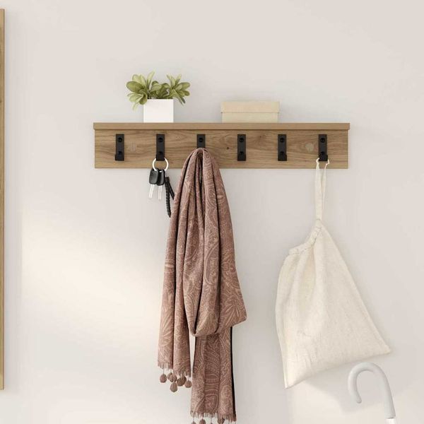 vidaXL Vešiak na stenu Nástenný Remeselný dub 60 x 10,5 x 10,5 cm