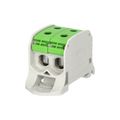 Spájacia zástrčka RKA 50 1/4 PE, 150A, 1pól. (4x vstup), AL/CU, zelená, na DIN/na panel