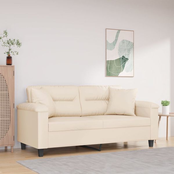 vidaXL 2-miestna pohovka s vankúšmi béžová 140 cm mikrovlákno