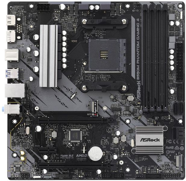 ASROCK MB B550M PHANTOM GAMING 4 (AM4, amd B550, 4xDDR4 4733, 4xSATA3, 7.1, HDMI +DPort, M.2, USB3.2, mATX) Základní deska, AMD B550, AM4, 4x DDR4 DIMM (max. 128GB), 2x M.2, HDMI, DisplayPort, mATX