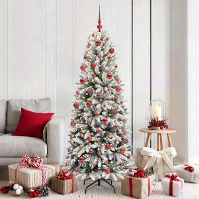 vidaXL Umelý vianočný stromček Biela 180 cm PVC a plast a oceľ a PE