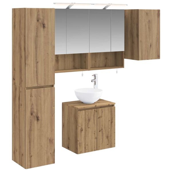 vidaXL Set kabinetov do kúpeľne 5 pcs Dub artisan 50 x 14,5 x 70 cm