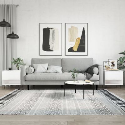 vidaXL Konferenčné stolíky 2 ks lesklé biele 50x46x50 cm kompoz. drevo