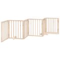 vidaXL Skladacia bránka pre psa s dvierkami, 6 panelov, 300 cm, topoľové drevo