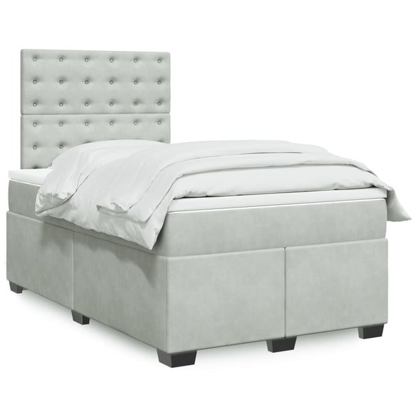 vidaXL Boxspring posteľ s matracom bledosivá 120x190 cm zamat