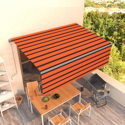 vidaXL Automatická markíza s tienidlom 4,5x3 m oranžovo-hnedá