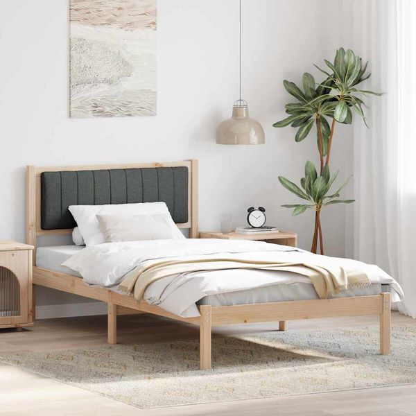 vidaXL Rám postele s čalúneným čelom Tmavo šedá 100 x 200 cm