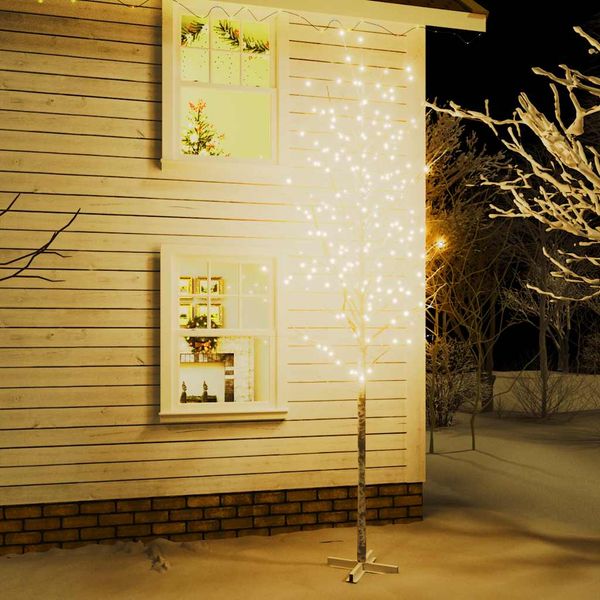 vidaXL LED strom s dizajnom bielej brezy 672 teplých bielych LED 400cm