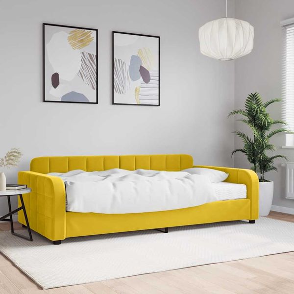 vidaXL Denná posteľ s matracom žltá 100x200 cm zamat