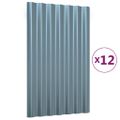 vidaXL Strešné panely 12 ks pozinkovaná oceľ sivá 60x36 cm