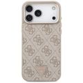 Puzdro Guess Case Magsafe 4G PU Leather s trojuholníkovým logom a zlatým kovovým rámom fotoaparátu pre iPhone 17 Pro Max ružové