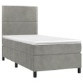 vidaXL Posteľný rám boxsping s matracom bledosivý 90x190 cm zamat