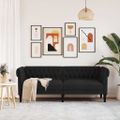 vidaXL Pohovka Chesterfield 3-miestna čierna látka
