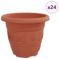 vidaXL Kulatý kvetináč 24 ks Tehlovo červená Ø 22 x 18 cm Plast