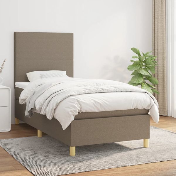 vidaXL Boxspring posteľ s matracom sivohnedý 100x200 cm látka