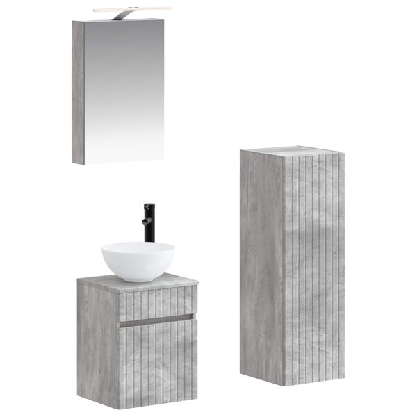 vidaXL Sada kúpeľňového nábytku 4 pcs Betónovo sivá