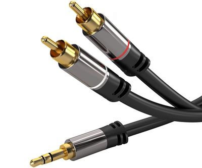 PremiumCord HQ tienený kábel stereo Jack 3,5mm - 2xCINCH M/M 5m