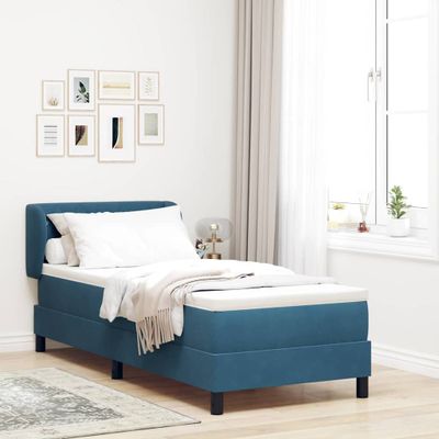 vidaXL Posteľ s pružinovým rámom Tmavo modrá 80 x 200 cm Zamat