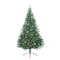 vidaXL Umelý predsvietený vianočný stromček Zelená 240 cm PVC