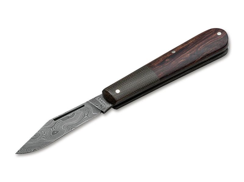 Böker Manufaktur Solingen 100501DAM Barlow Integral Leopard-Damascus vreckový nôž 6,7cm, damašek