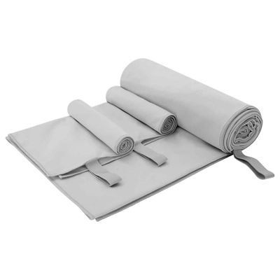vidaXL Sada športových uterákov 3 pcs Sivá Polyester a polyamid