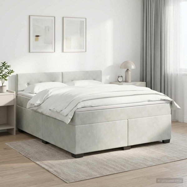 vidaXL Posteľ s boxspringom a matracom a LED Svetlosivá 140 x 190 cm