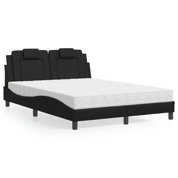 vidaXL Posteľ Viana s matracom čierna 120x200 cm umelá koža