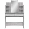 vidaXL Toaletný stolík s LED svetlami sivý sonoma 96x40x142 cm