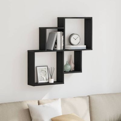 vidaXL Stenná polica Čierny dub 80 x 15 x 78,5 cm Kompozitné drevo