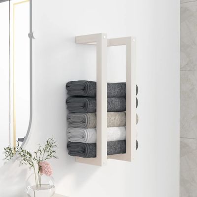 vidaXL Stojan na uteráky biely 23x18x60 cm masívna borovica