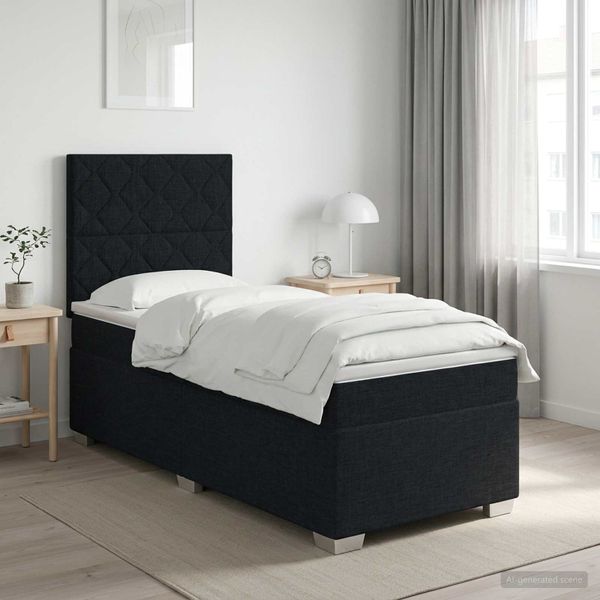 vidaXL Posteľ boxspring s matracom Čierna 100 x 200 cm Látka