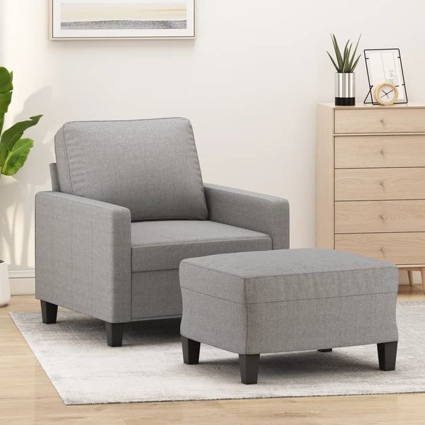 vidaXL Kreslo s podnožkou bledosivé 60 cm látkové