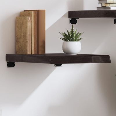 vidaXL Nástenná polica tmavohnedá 40x50x(2-6) cm ošetrený dubový masív