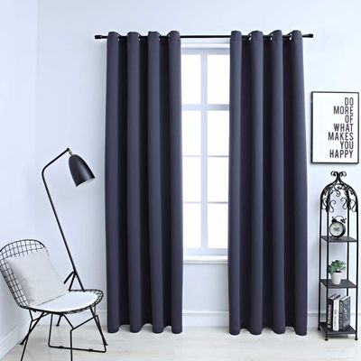 vidaXL Zatemňovacie závesy s kovovými očkami 2 ks, antracit 140x175 cm