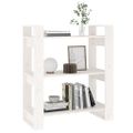 vidaXL Knižnica/deliaca stena biela 80x35x91 cm masívna borovica