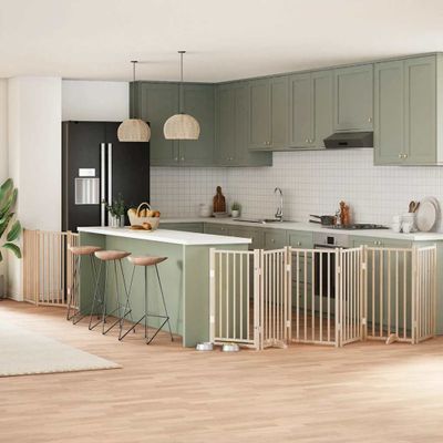 vidaXL Brána pre psa s dverami skladacia 9 panely 450cm topoľové drevo