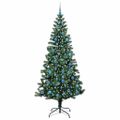vidaXL Umelý predsvietený vianočný stromček Zelená 240 cm PVC a kov