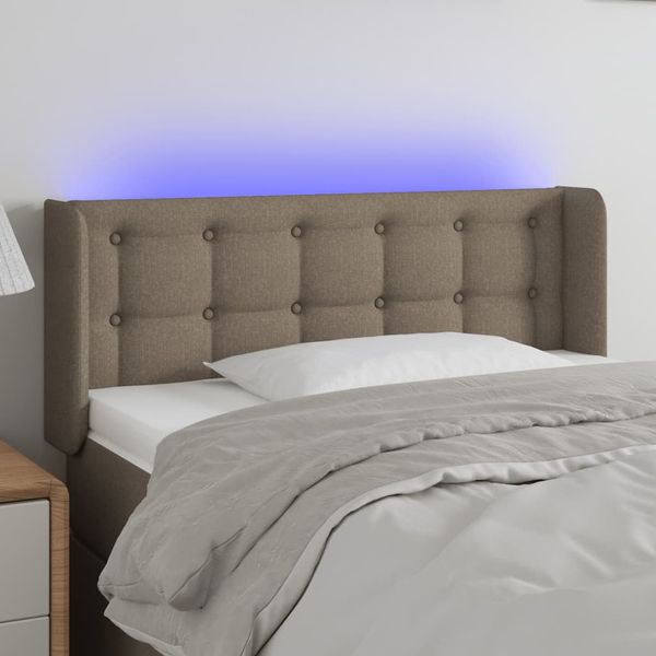 vidaXL Čelo postele s LED sivohnedé 93x16x78/88 cm látka