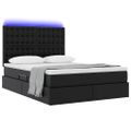 vidaXL Postel s úložným prostorem a LED svetlom Čierna 140 x 190 cm