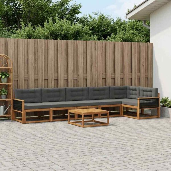 vidaXL Záhradná súprava gaučov s vankúšom 7 pcs Prírodná a antracitová