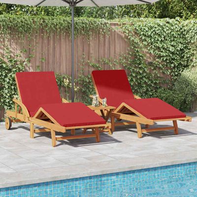 vidaXL Lehátko 2 pcs Červená 200 x 67 x 84 cm Pevné akáciové drevo