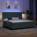 vidaXL Posteľ s pružinovým rámom s LED Tmavozelená 200 x 200 cm Zamat