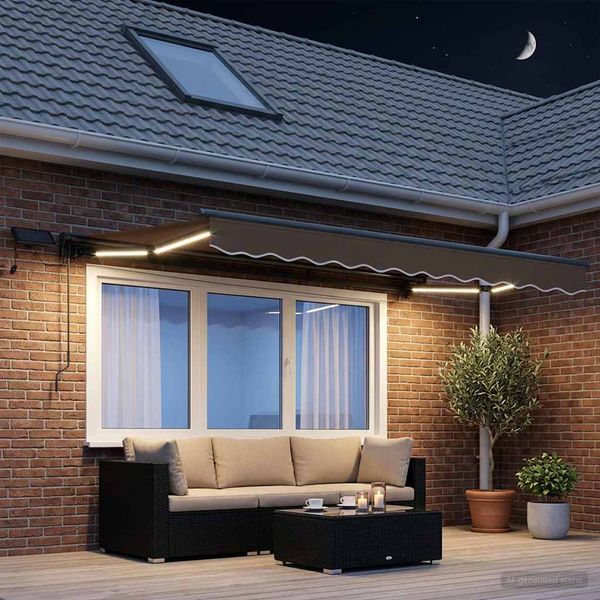 vidaXL Ručný rám markízy s LED Sivohnedá 2,5 x 2 m