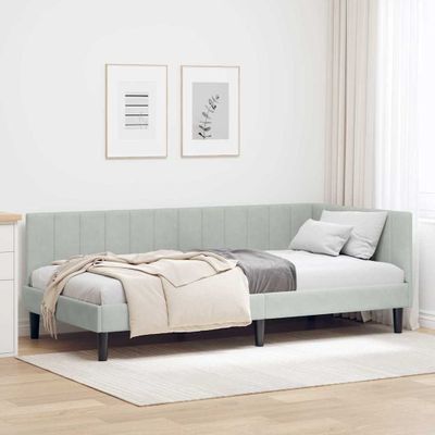 vidaXL Rohový rám postele Svetlosivá 100 cm x 200 cm Zamat