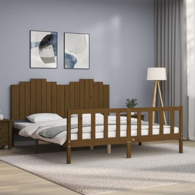 vidaXL Rám postele s čelom medovohnedý 180x200 cm masívne drevo