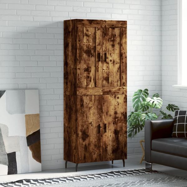 vidaXL Vysoká skrinka dymový dub 69,5x34x180 cm spracované drevo